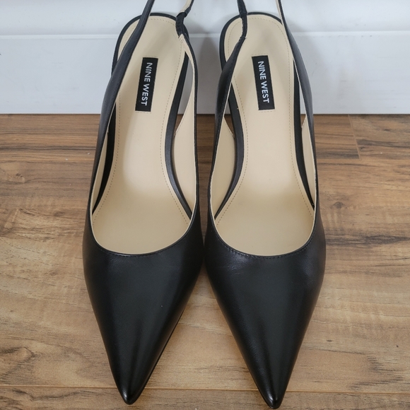 Nine West "New" Ladies Black Leather Slingback Pump, Size 10 - Picture 6 of 8